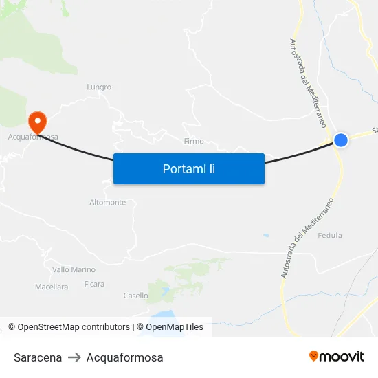 Saracena to Acquaformosa map