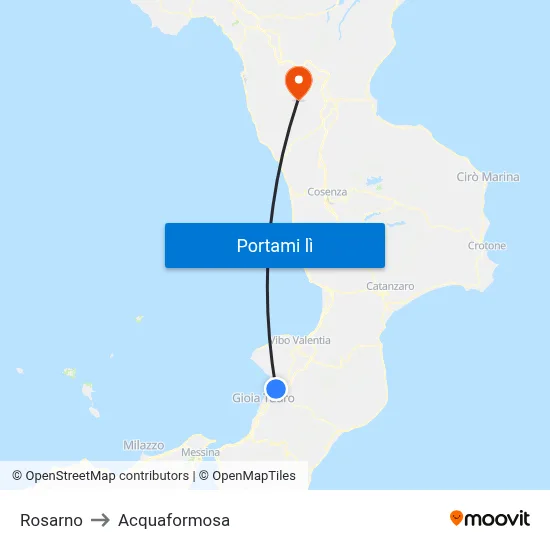 Rosarno to Acquaformosa map