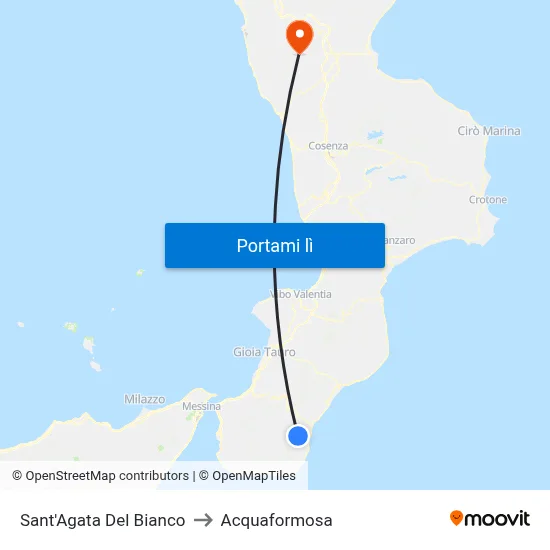 Sant'Agata Del Bianco to Acquaformosa map