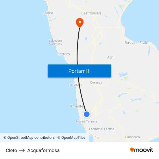 Cleto to Acquaformosa map