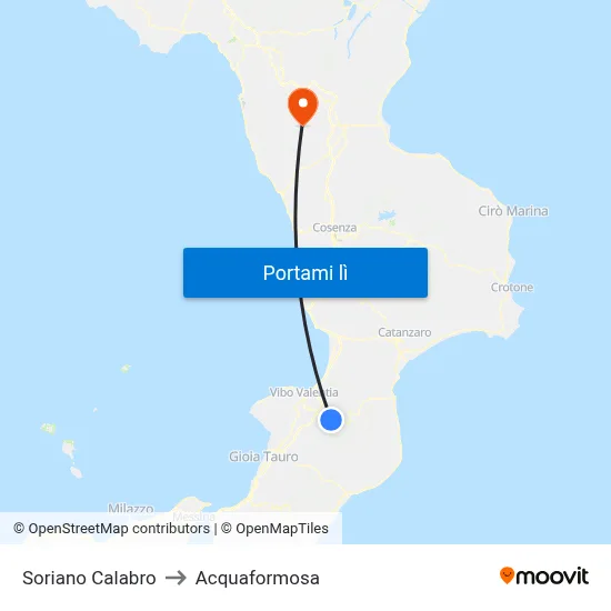 Soriano Calabro to Acquaformosa map