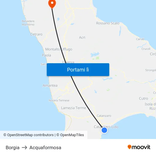 Borgia to Acquaformosa map