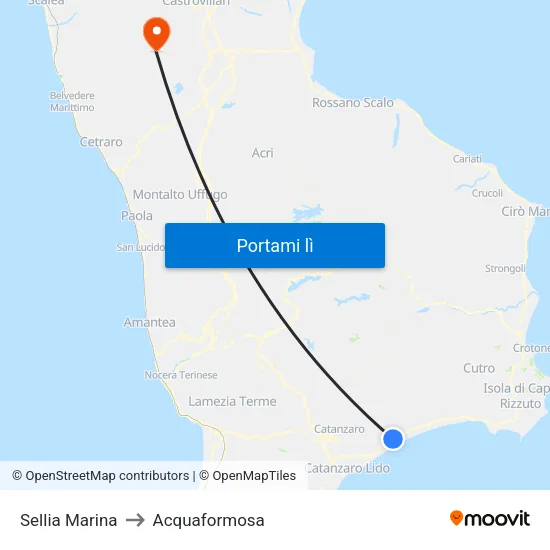 Sellia Marina to Acquaformosa map
