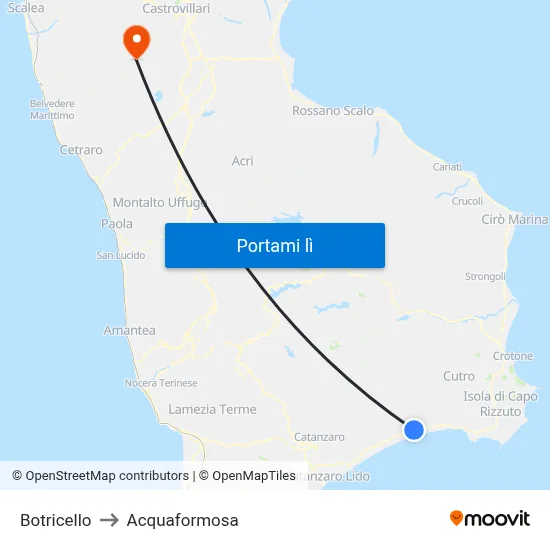 Botricello to Acquaformosa map