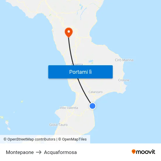 Montepaone to Acquaformosa map