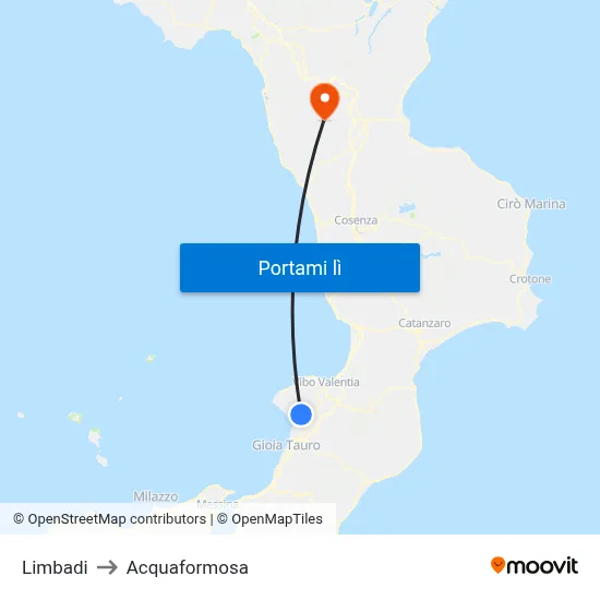 Limbadi to Acquaformosa map