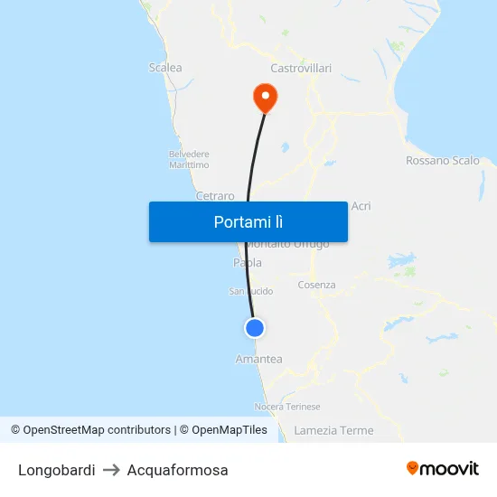Longobardi to Acquaformosa map