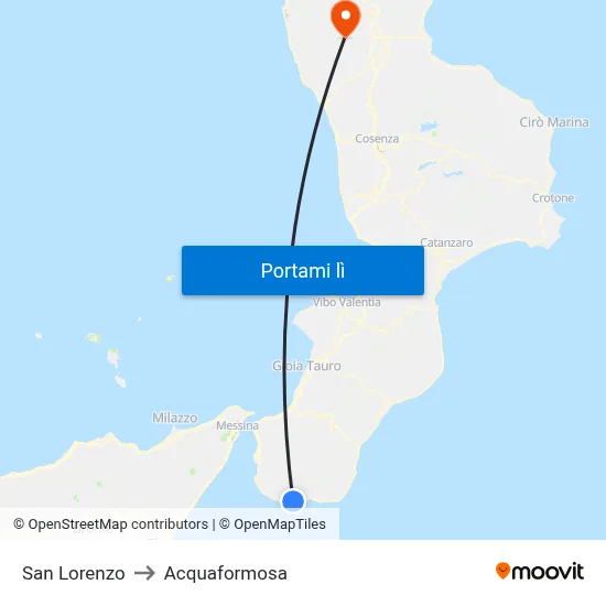 San Lorenzo to Acquaformosa map