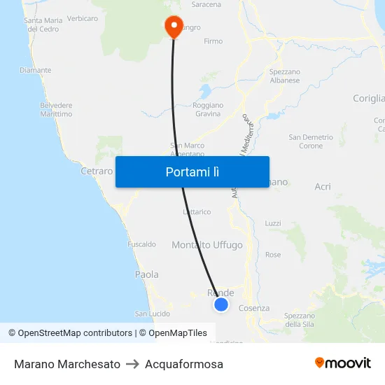 Marano Marchesato to Acquaformosa map