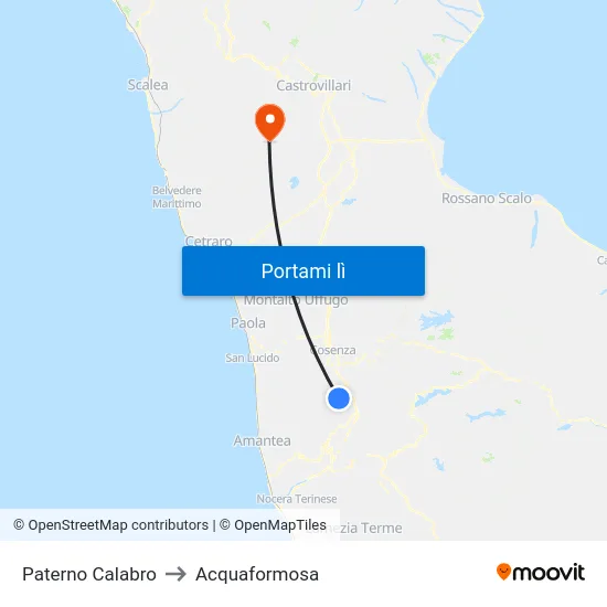Paterno Calabro to Acquaformosa map