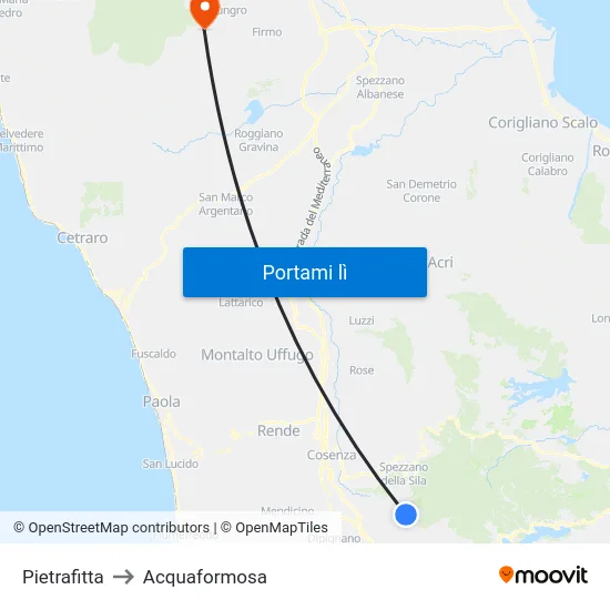 Pietrafitta to Acquaformosa map