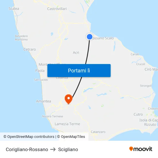 Corigliano-Rossano to Scigliano map