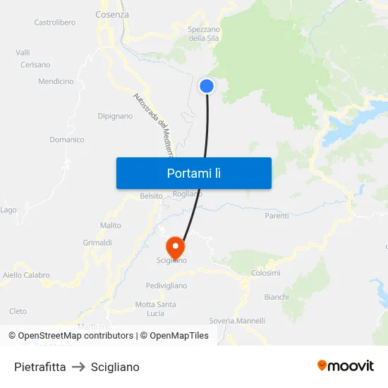 Pietrafitta to Scigliano map