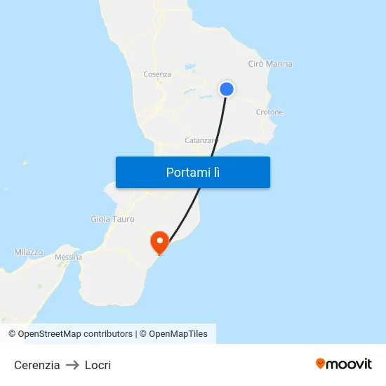 Cerenzia to Locri map