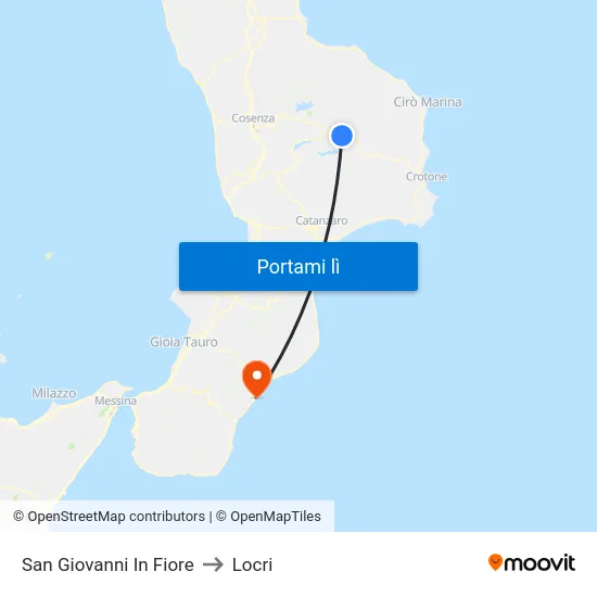 San Giovanni In Fiore to Locri map