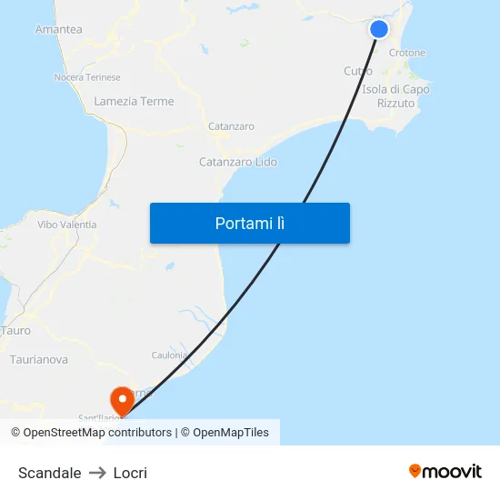 Scandale to Locri map