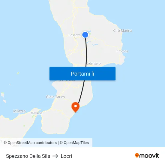 Spezzano Della Sila to Locri map
