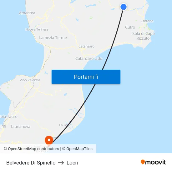 Belvedere Di Spinello to Locri map