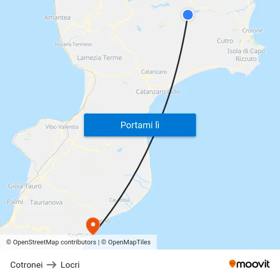 Cotronei to Locri map