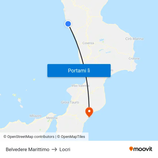 Belvedere Marittimo to Locri map