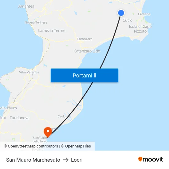 San Mauro Marchesato to Locri map