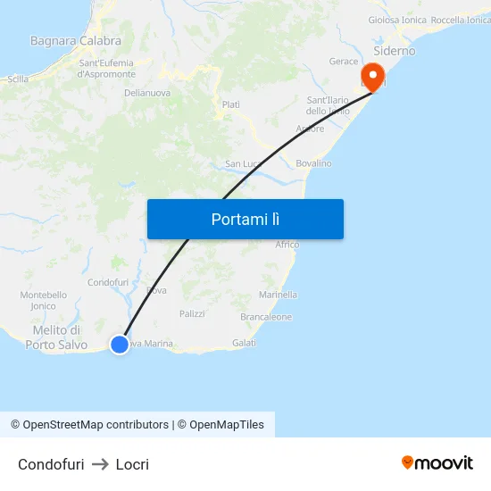 Condofuri to Locri map