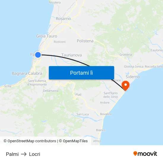 Palmi to Locri map
