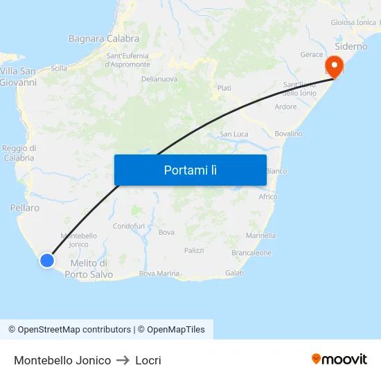 Montebello Jonico to Locri map