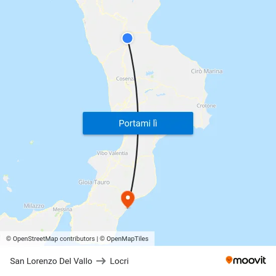 San Lorenzo Del Vallo to Locri map