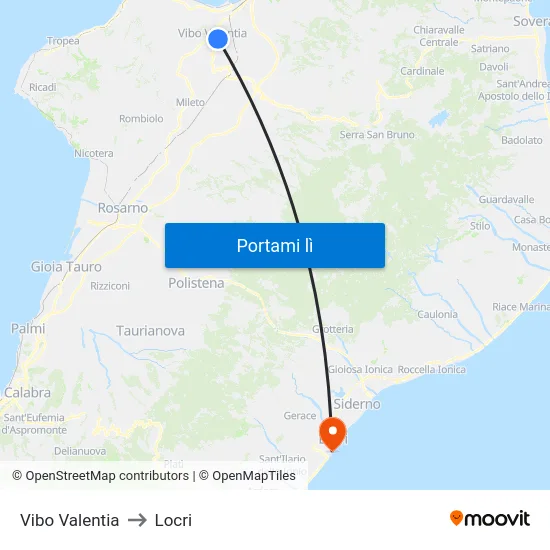 Vibo Valentia to Locri map