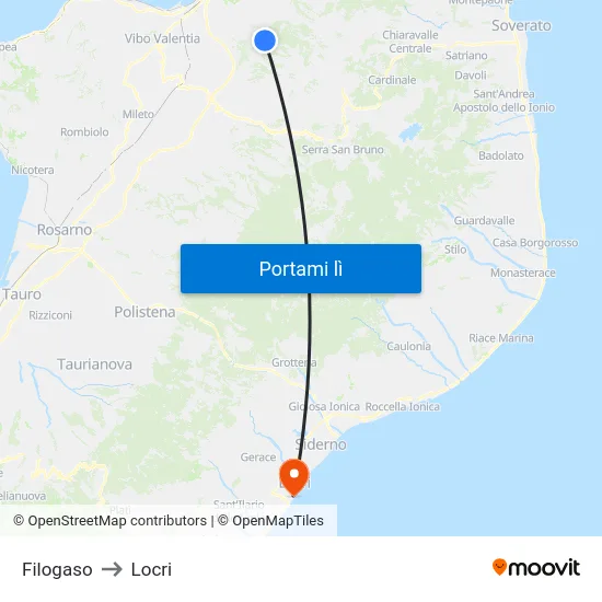 Filogaso to Locri map