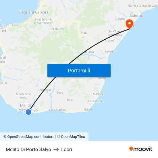 Melito Di Porto Salvo to Locri map