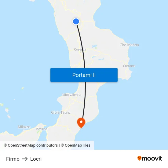 Firmo to Locri map