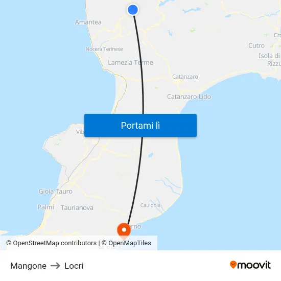 Mangone to Locri map