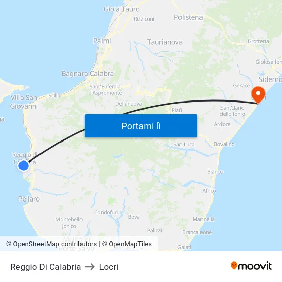 Reggio Di Calabria to Locri map