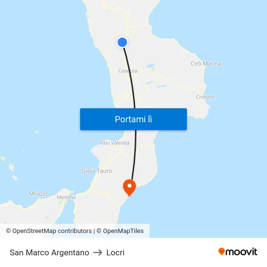 San Marco Argentano to Locri map