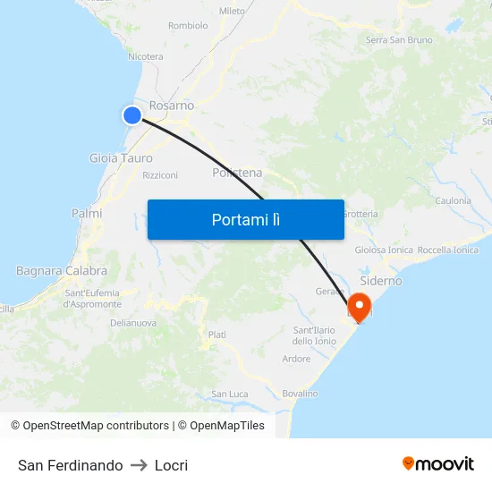 San Ferdinando to Locri map