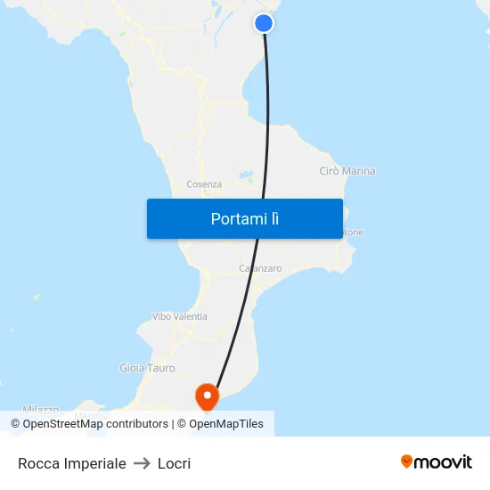 Rocca Imperiale to Locri map