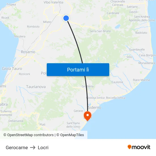 Gerocarne to Locri map