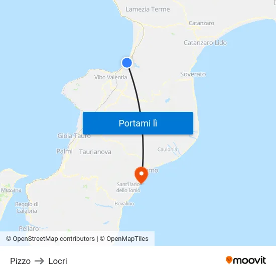 Pizzo to Locri map