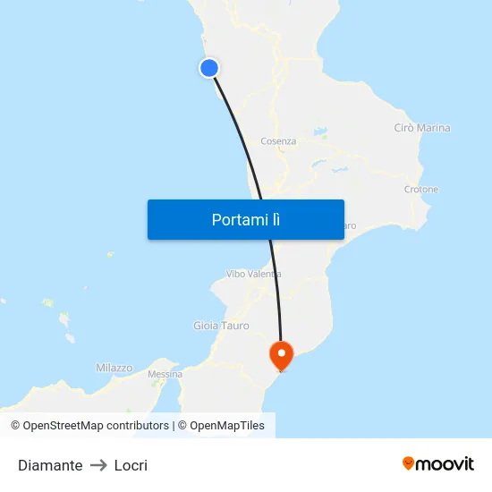 Diamante to Locri map