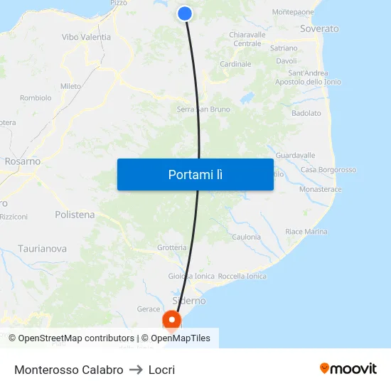 Monterosso Calabro to Locri map