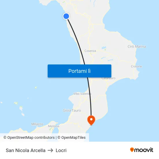 San Nicola Arcella to Locri map