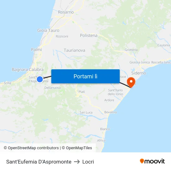 Sant'Eufemia D'Aspromonte to Locri map