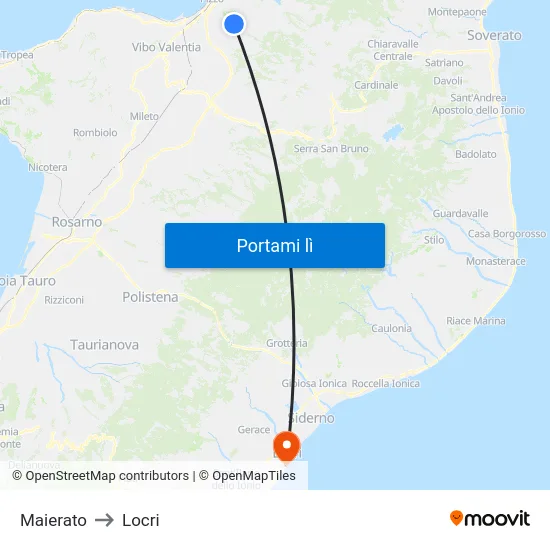 Maierato to Locri map