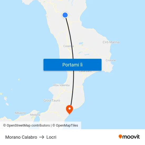 Morano Calabro to Locri map