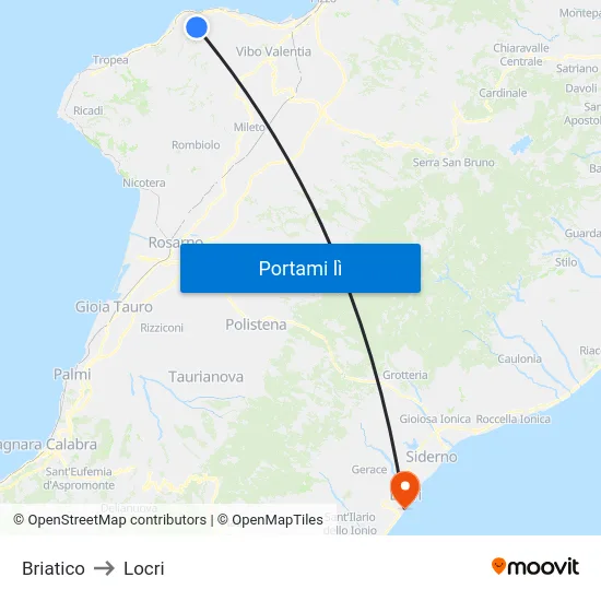 Briatico to Locri map
