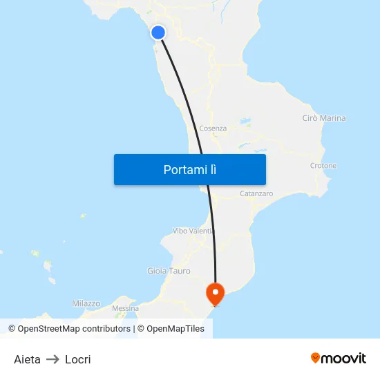 Aieta to Locri map