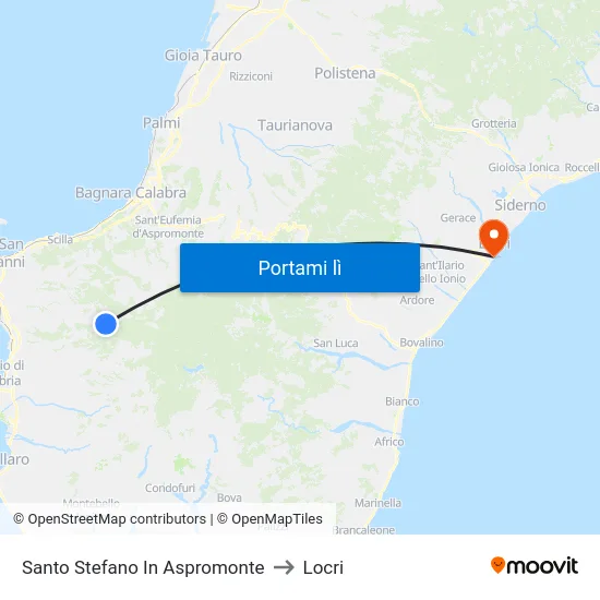 Santo Stefano In Aspromonte to Locri map