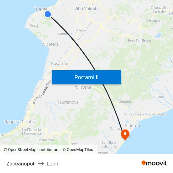 Zaccanopoli to Locri map